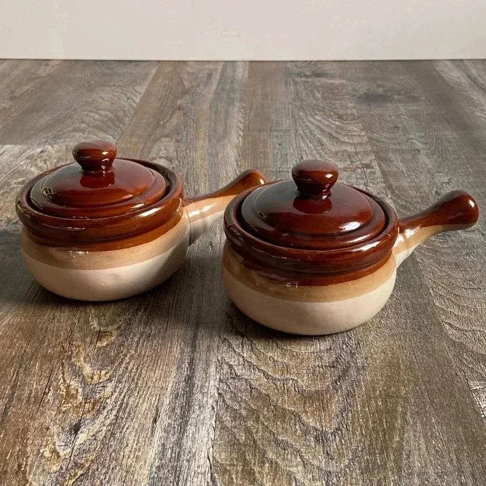 Set of French Onion Soup  Bowls w Lids